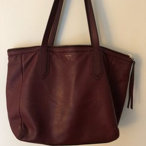 Genuine Leather Fossil Tote with Gold Accents
